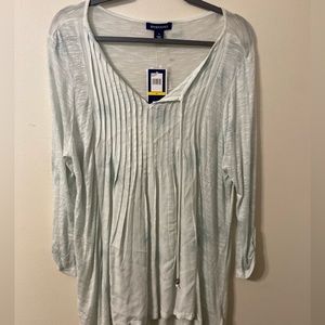 NWT Womens Bandolino Light Green Daniella Peasant Style Roll Tab Shirt Sz Medium